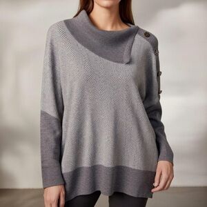 ELLIE Oversized Long Sleeve Poncho Sweater